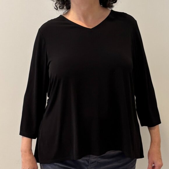 🎁 Holiday Special, 2/$40, 3/$48 🎁 black tunic, 3/4 sleeves, high-low hem, XL - Picture 7 of 7